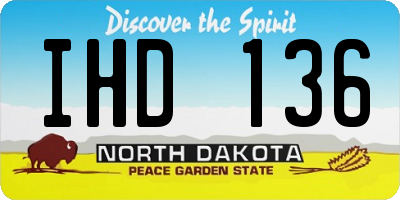 ND license plate IHD136
