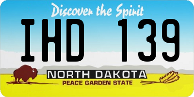 ND license plate IHD139