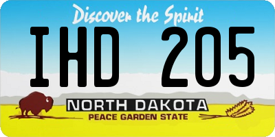 ND license plate IHD205