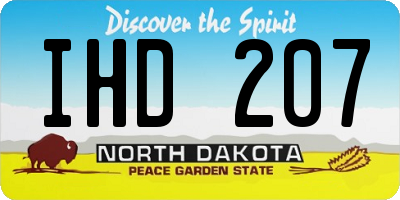 ND license plate IHD207