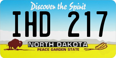ND license plate IHD217