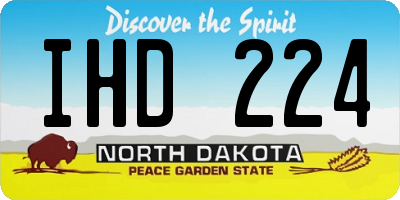 ND license plate IHD224