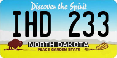 ND license plate IHD233
