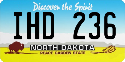 ND license plate IHD236