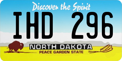 ND license plate IHD296