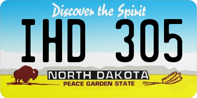 ND license plate IHD305