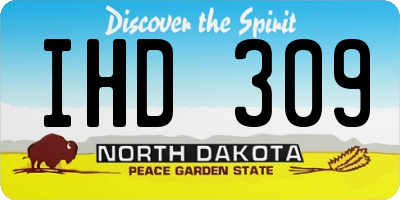 ND license plate IHD309