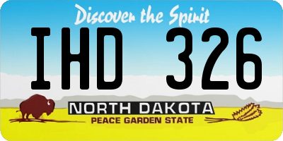 ND license plate IHD326