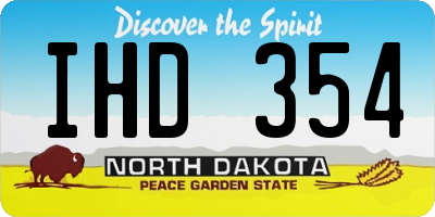ND license plate IHD354