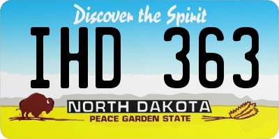 ND license plate IHD363