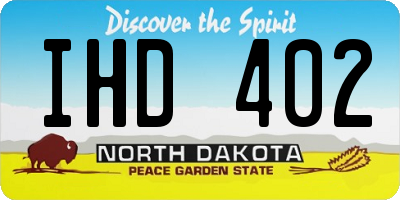 ND license plate IHD402