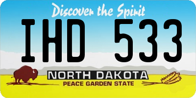 ND license plate IHD533