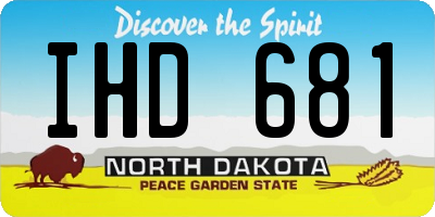ND license plate IHD681