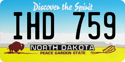 ND license plate IHD759