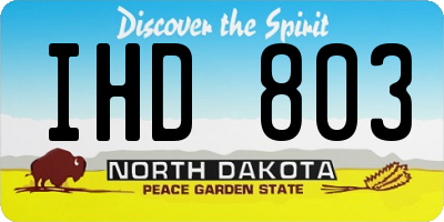 ND license plate IHD803