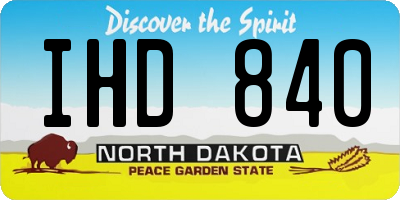 ND license plate IHD840