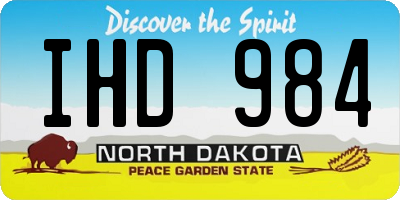 ND license plate IHD984