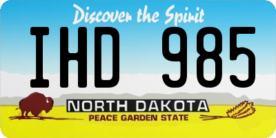 ND license plate IHD985