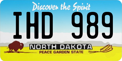 ND license plate IHD989