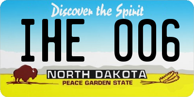 ND license plate IHE006