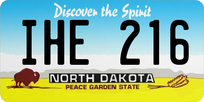 ND license plate IHE216