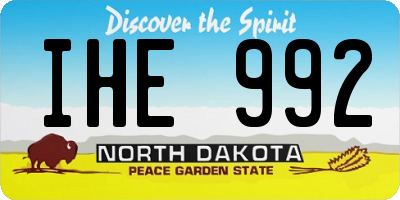 ND license plate IHE992