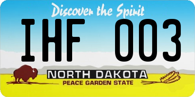 ND license plate IHF003