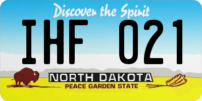 ND license plate IHF021
