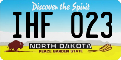ND license plate IHF023