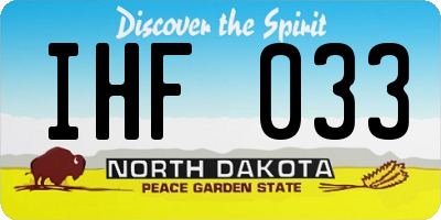 ND license plate IHF033