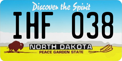 ND license plate IHF038