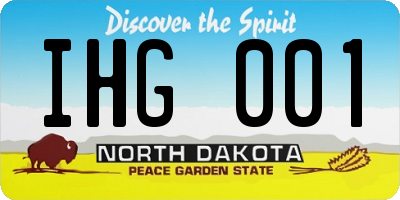 ND license plate IHG001