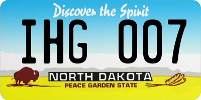 ND license plate IHG007