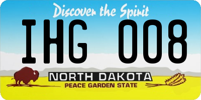 ND license plate IHG008