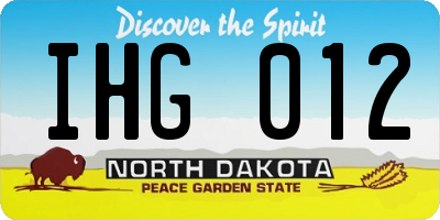ND license plate IHG012