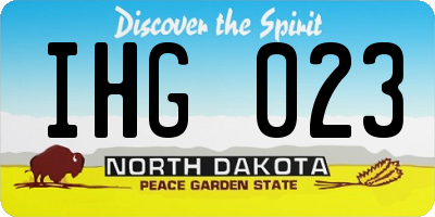ND license plate IHG023