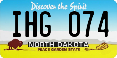 ND license plate IHG074