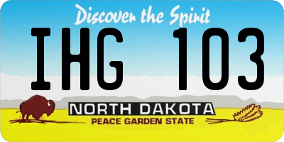 ND license plate IHG103
