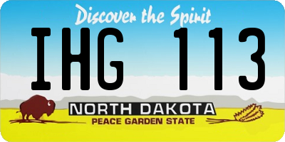 ND license plate IHG113