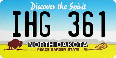 ND license plate IHG361