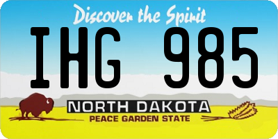 ND license plate IHG985