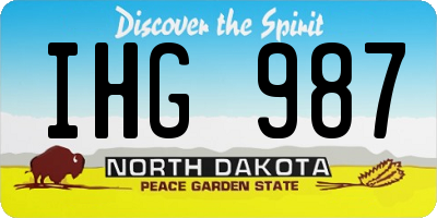 ND license plate IHG987