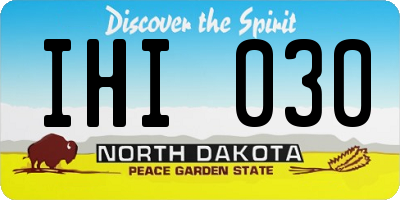 ND license plate IHI030