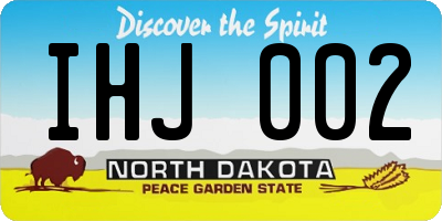 ND license plate IHJ002
