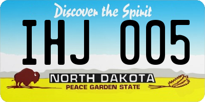 ND license plate IHJ005