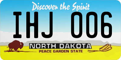 ND license plate IHJ006