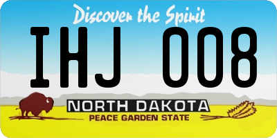 ND license plate IHJ008