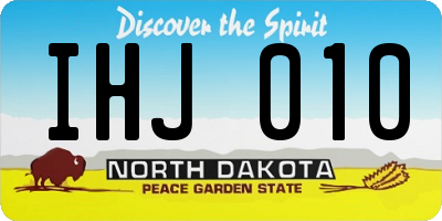 ND license plate IHJ010