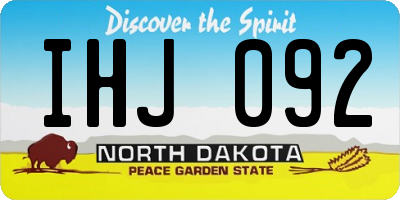 ND license plate IHJ092