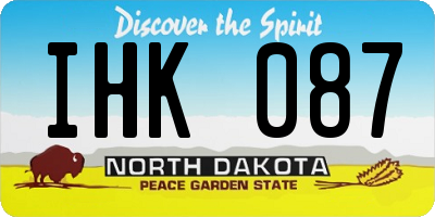 ND license plate IHK087